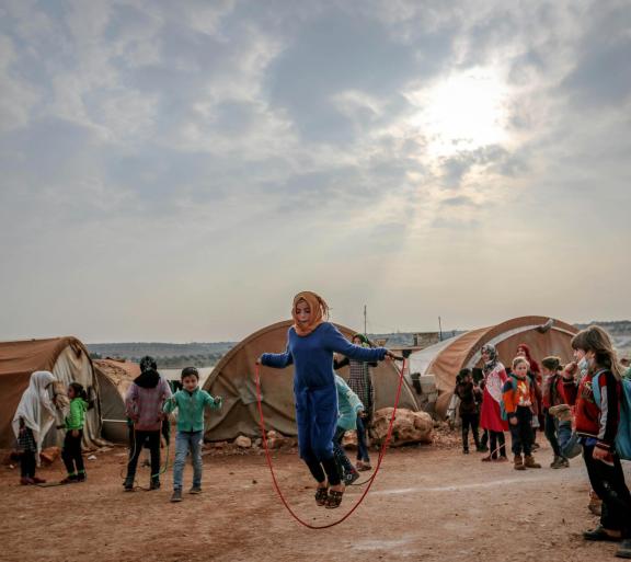 children jump-roping